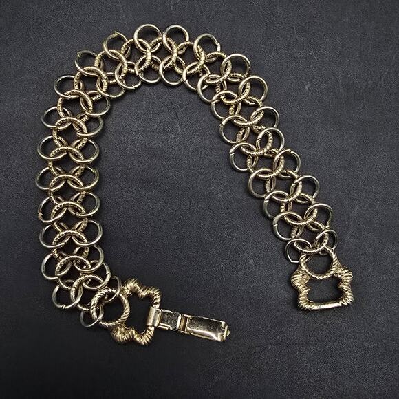 Vintage Goldette Gold Tone Circle Link Bracelet Costume Jewelry - Picture 3 of 8